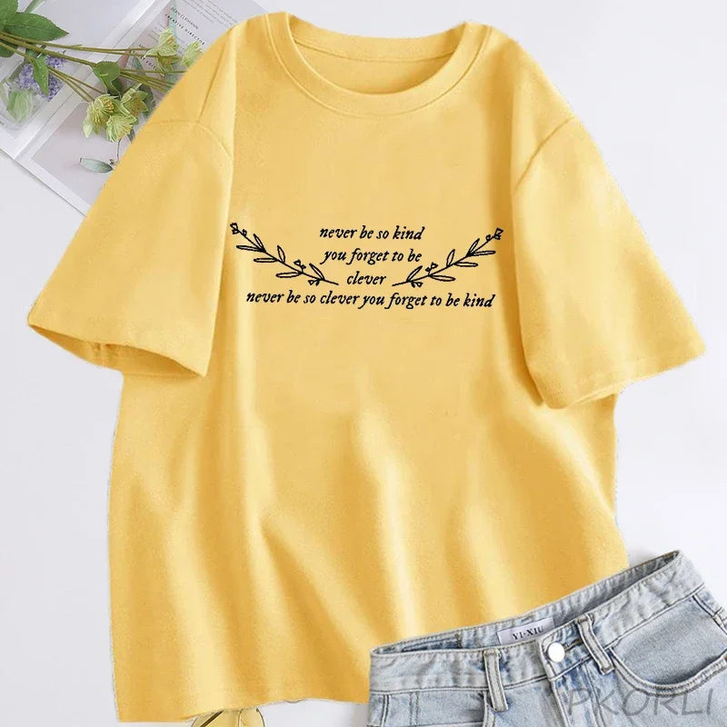 Damen T-Shirt Never Be So Clever You Forget To Be Kind Marjorie Lyrics T-Shirt Damen Baumwolle Kurzarm T-Shirts Streetwear