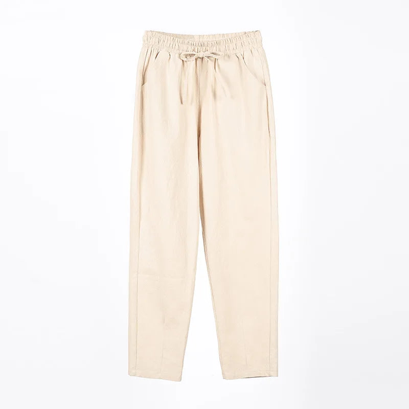 Frauen Frühling Sommer Hosen Baumwolle solide elastische Taille Süßigkeiten Farben Mode Harems hose lässige weibliche Hosen