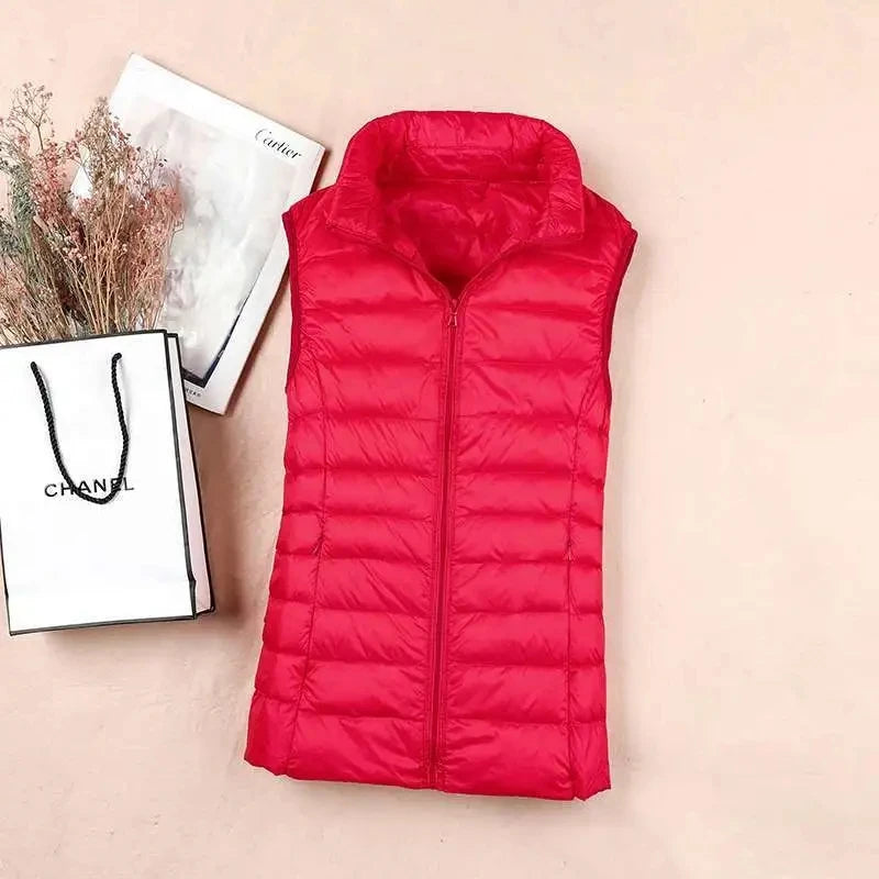 Weiße Ente Unten Jacke Frauen Weste Herbst Winter Ärmellose Weste Warme Leichte Puffer Jacke Weibliche Tops Outwear 8XL