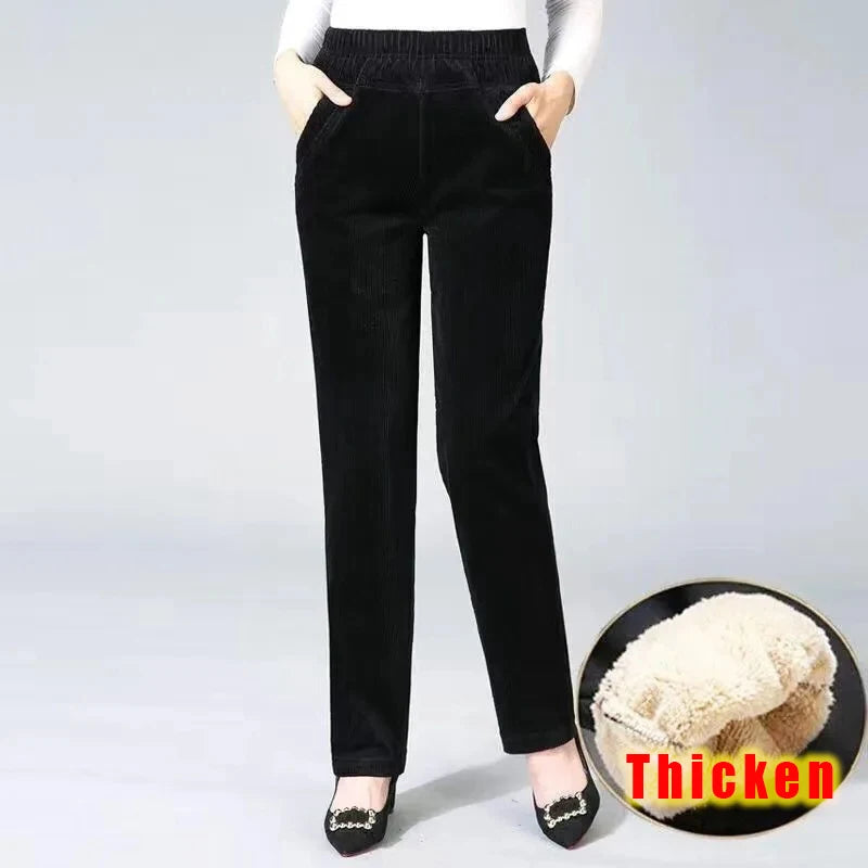 Dünne/Dicke Winter Gefüttert Breite Bein Hosen CasualThicken Warme Baggy Jogginghose Frauen HighWaist Koreanische Lamm Flusen Gerade Pantalones