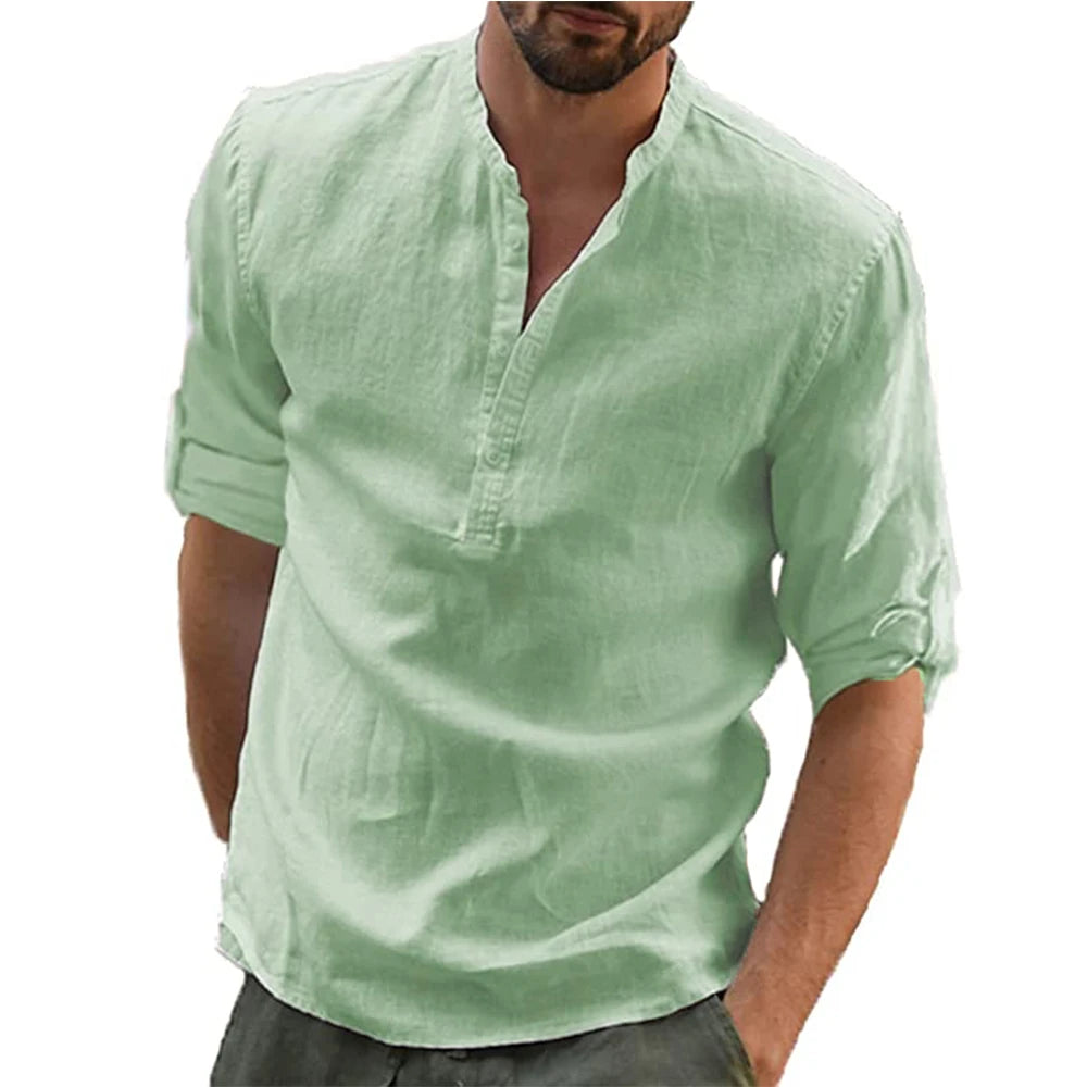 Neue Männer Casual Bluse Baumwolle Leinen Hemd Lose Tops Langarm T-shirt Frühling Herbst Casual Schöne Männer Shirts