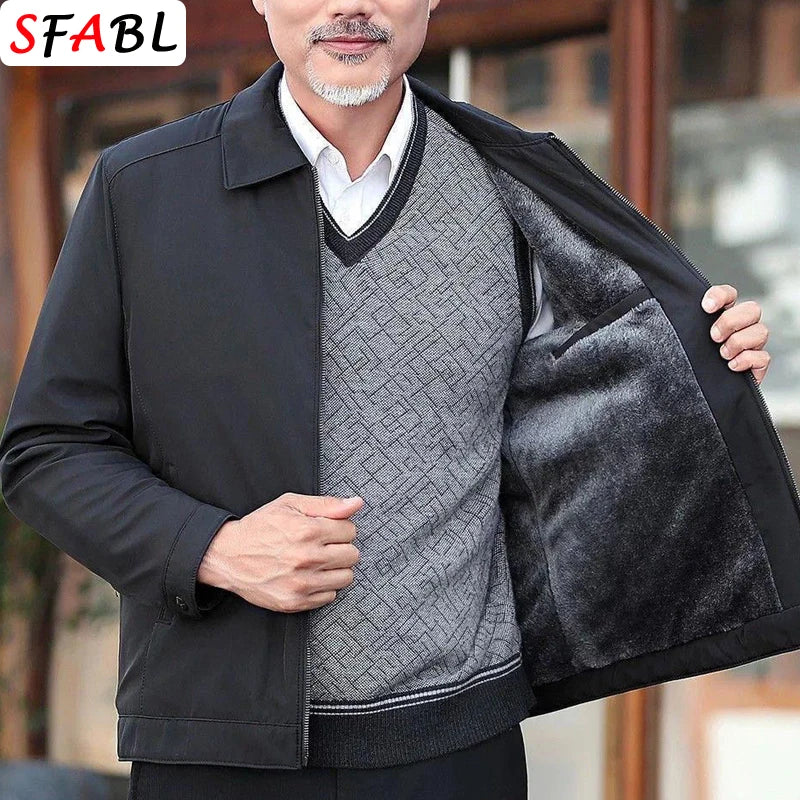 Warme Fleece Herbst Winter Jacken für Männer Business Büro Kleid Mantel Casual männer Winter Jacke Einfarbig Luxus Oberbekleidung mann