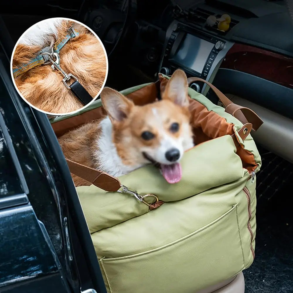 Das Auto-Haustierbett ist abnehmbar und waschbar, geeignet für alle vier Jahreszeiten. Wasserdichtes und beißendes Hundebett aus Leder-PU