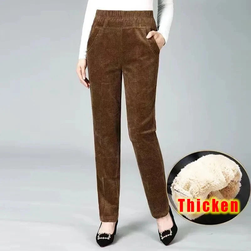 Dünne/Dicke Winter Gefüttert Breite Bein Hosen CasualThicken Warme Baggy Jogginghose Frauen HighWaist Koreanische Lamm Flusen Gerade Pantalones