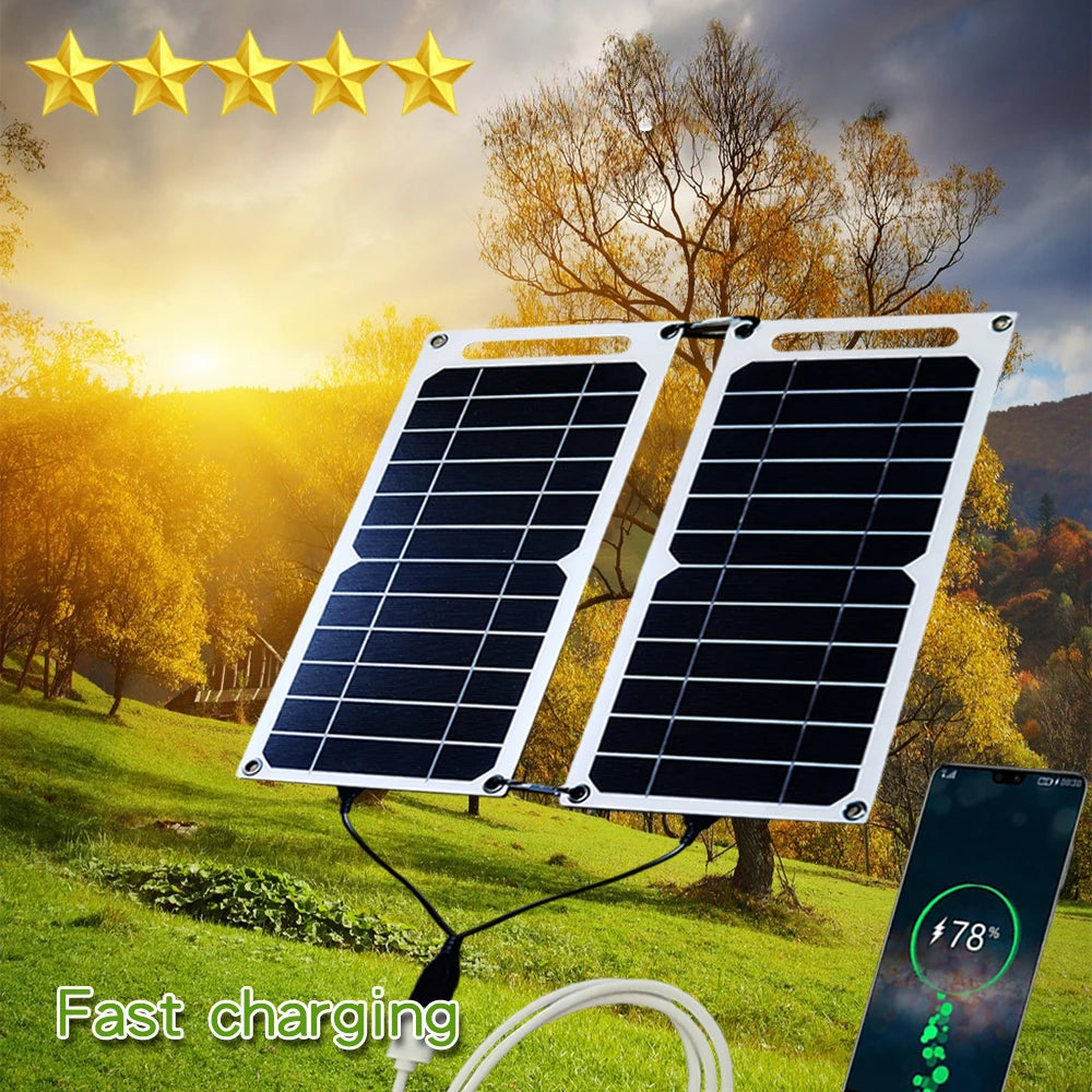 35W 5V USB Sunpower Tragbares Solarpanel, Solarplatte, sicheres, stabiles Ladegerät für Powerbank, Telefon, Outdoor, Camping, Zuhause, Wohnmobil, Geschenk