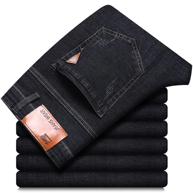 Männer Mode Gerade Jeans Männer  Neue Stretch Slim Fit Hosen Komfortable Weiche Business Denim Hosen Männliche Marke Kleidung