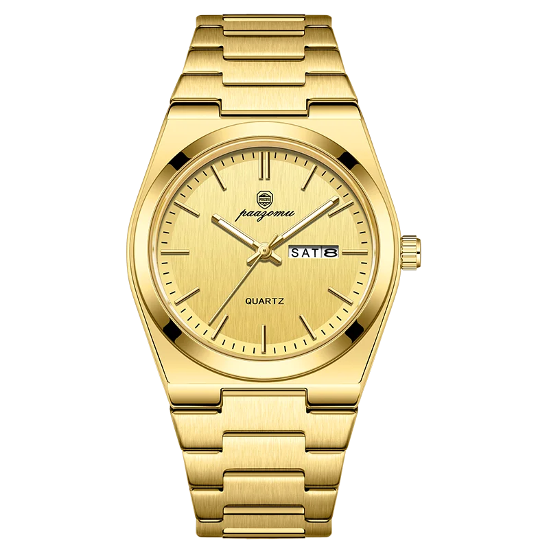 PAAZOMU Luxus Sport Quarz Mann Armbanduhr Wasserdicht Leucht Datum Woche Männer Uhren Edelstahl herren Uhr Männlich Reloj + box