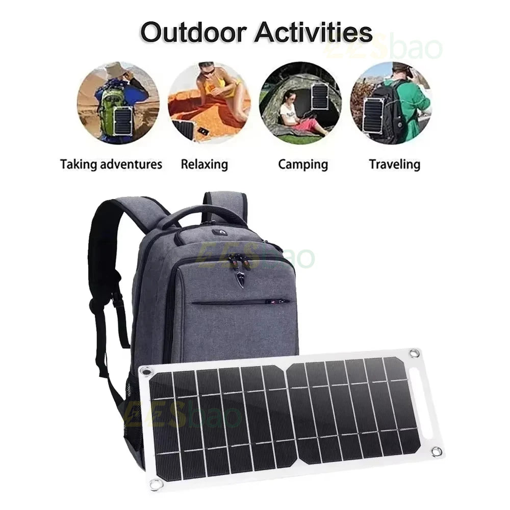 35W 5V USB Sunpower Tragbares Solarpanel, Solarplatte, sicheres, stabiles Ladegerät für Powerbank, Telefon, Outdoor, Camping, Zuhause, Wohnmobil, Geschenk
