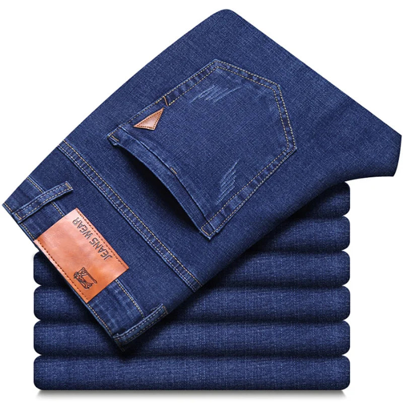 Männer Mode Gerade Jeans Männer  Neue Stretch Slim Fit Hosen Komfortable Weiche Business Denim Hosen Männliche Marke Kleidung