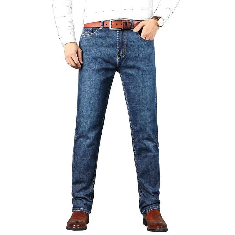 2026 Top-Marke Gewaschene Jeans-Hose Vier-Jahreszeiten-Herren-Jeans Hochwertige Business-Casual-Jeans mit Hohem Bund