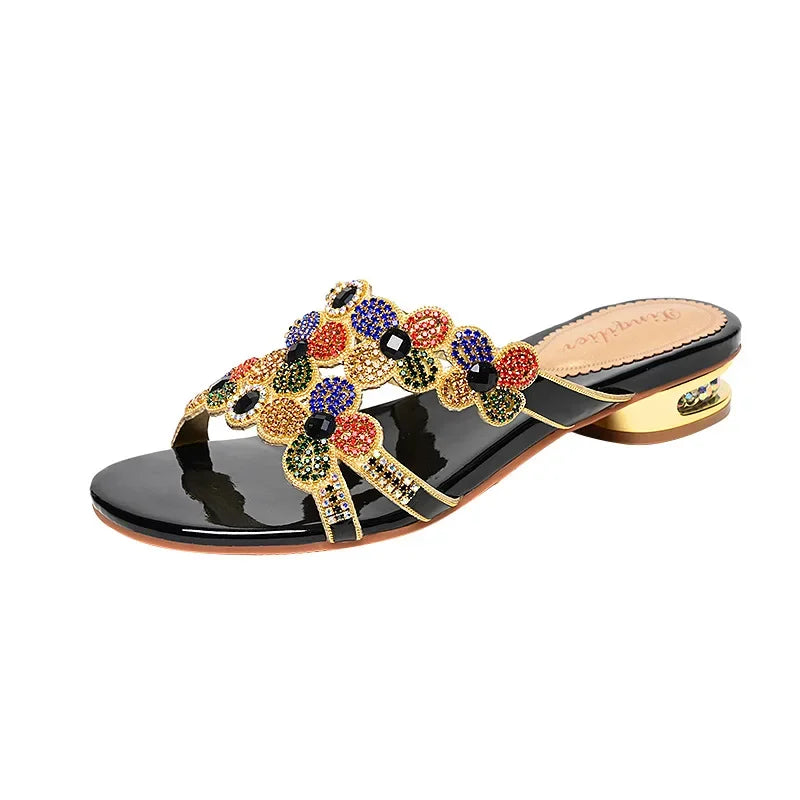 Bequeme Strandpantoffeln Damen Diamant High Heel Sandalen Damen Partyschuhe Modische Damensandalen