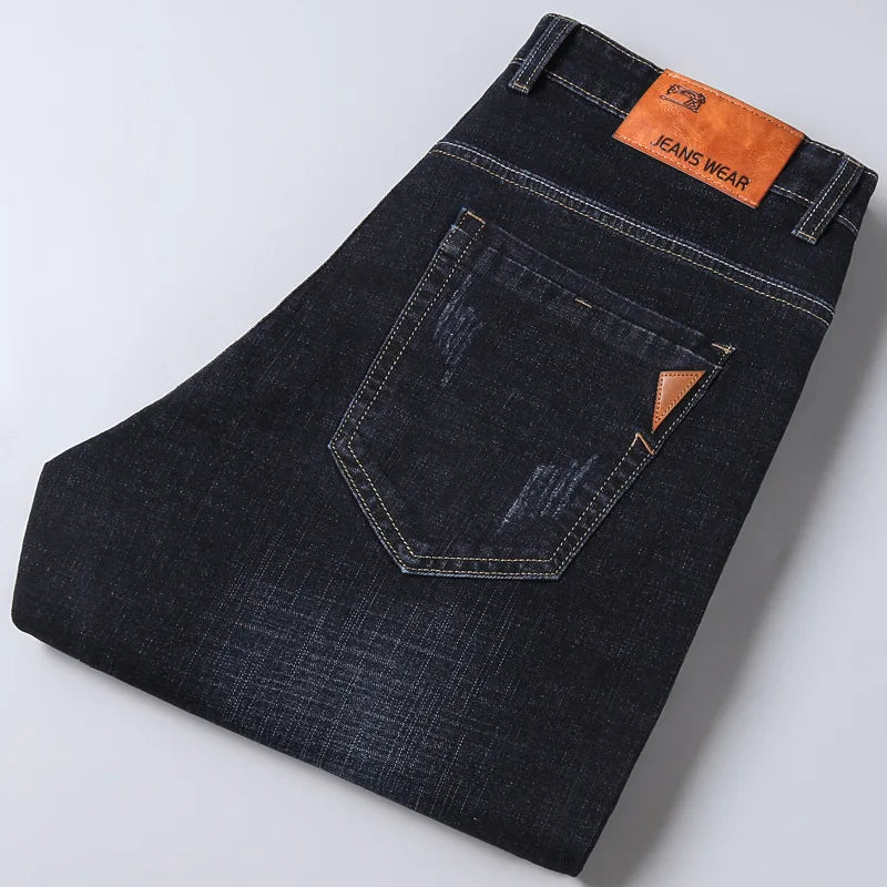 Frühling Herren Leichter Luxus Stretch Slim Fit Denim-Hose Komfortable Weiche Business-Mode Gerade Casual Jeans Herbst Markenkleidung