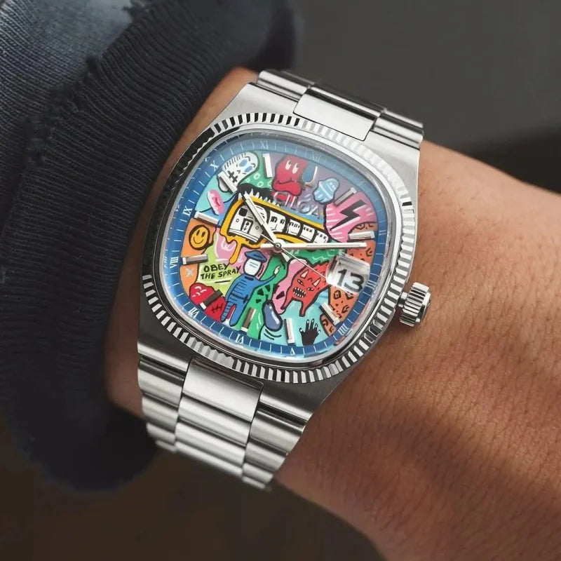 Quadratische Retro-Uhr für Herren, leichte Luxusmarke, echtes Geschenk, 2026 neu, Edelstahlarmband, wasserdichte Quarzuhr