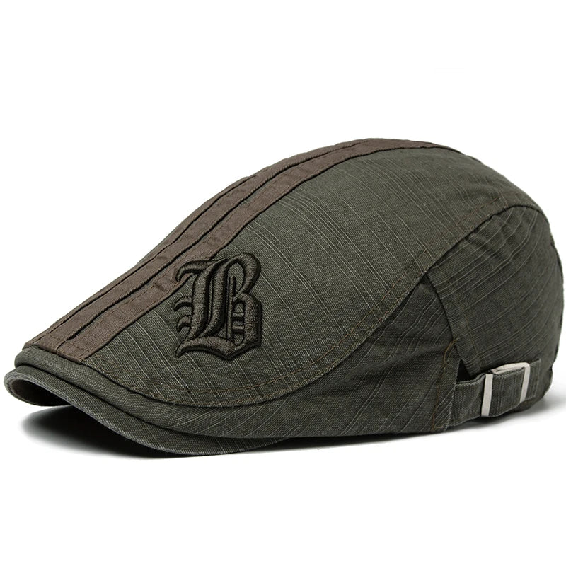 CNTANG Neue Männer Baskenmütze Mode Stickerei Flache Kappe Sommer Visier Für Männliche Mode Vintage Baumwolle Casual Berets Einstellbar