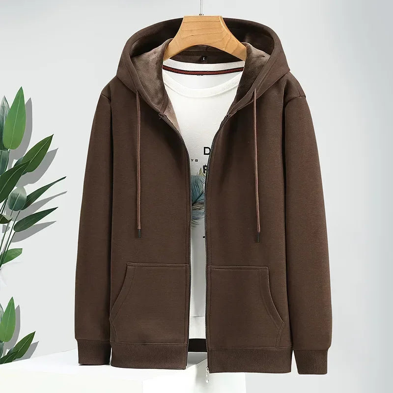 Große Größe Hoodie Männer Kapuze Langarm Sweatshirt Männlich Zip-up Lose Baumwolle Fleece-gefüttert Casual Top Zipper Große fett Plus 10XL 12XL