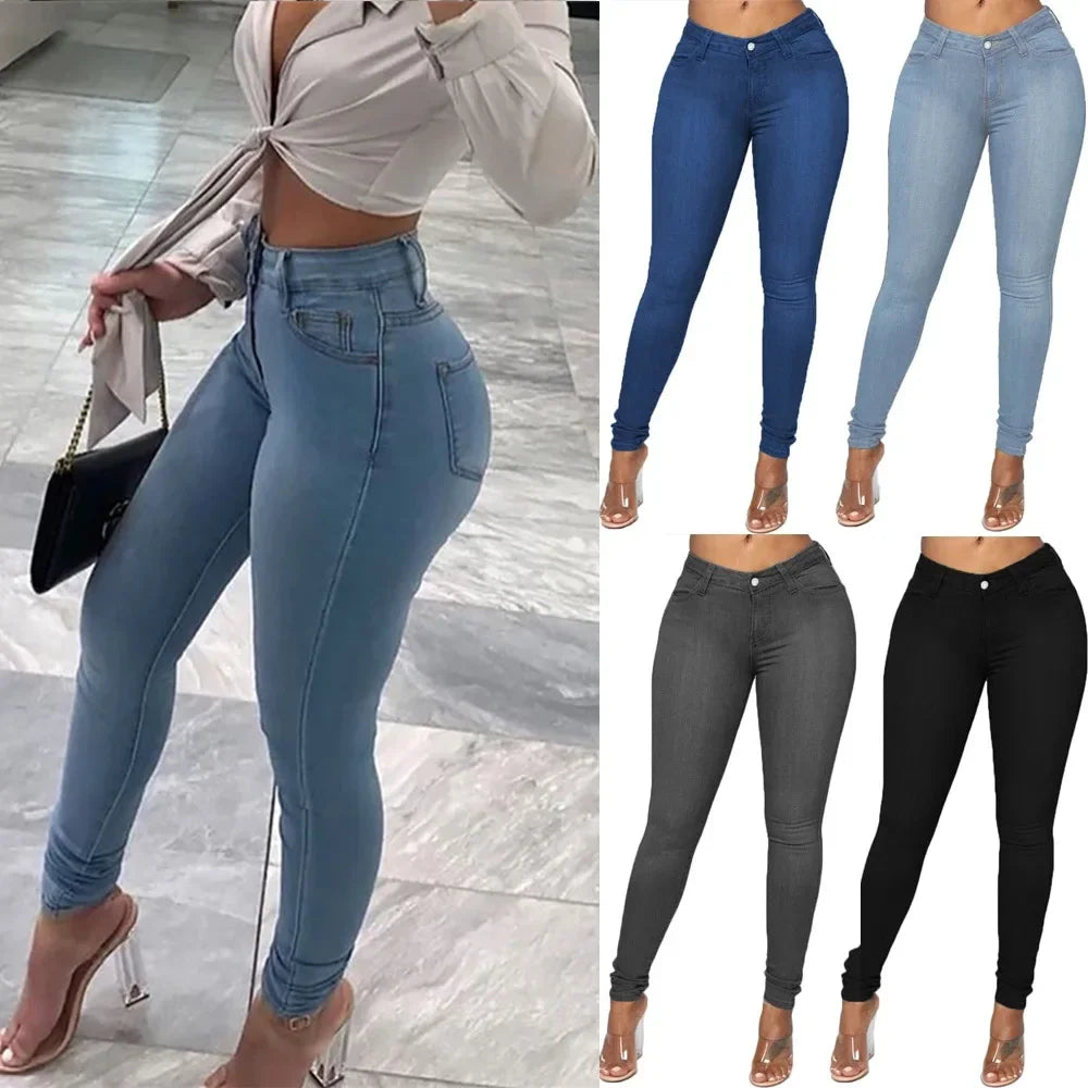 Damen Jeans Bleistift Denim Hose Butt Lifting Style