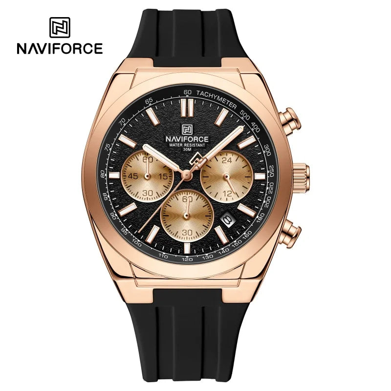 NAVIFORCE Herrenuhren, multifunktionaler Chronograph, Silikonarmband, leuchtende Zeiger, 3ATM wasserdicht, hochwertiges Original für Herren
