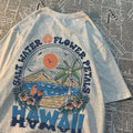 Salzwasser Blütenblätter Hawaii T-shirts Männer Frauen Casual Schweiß T Shirts Casual Baumwolle T Kleidung Hip Hop Oversize Tops Paar