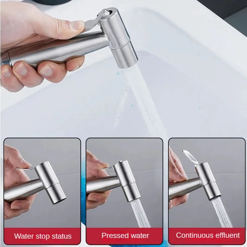 Hand-Bidet-Sprühset, Spritzpistole aus Edelstahl 304, Dusche, Hand-WC-Bidet-Wasserhahn, Sprühgerät, Duschdüse, selbstreinigend