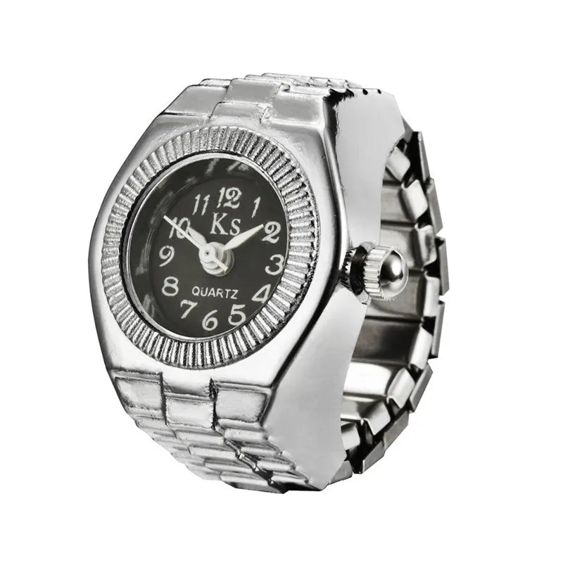 Vintage Punk Finger Uhr Mini Gummiband Legierung Uhren Paar Ringe Schmuck Uhr Retro Römischen Quarzuhr Ringe Frauen Männer