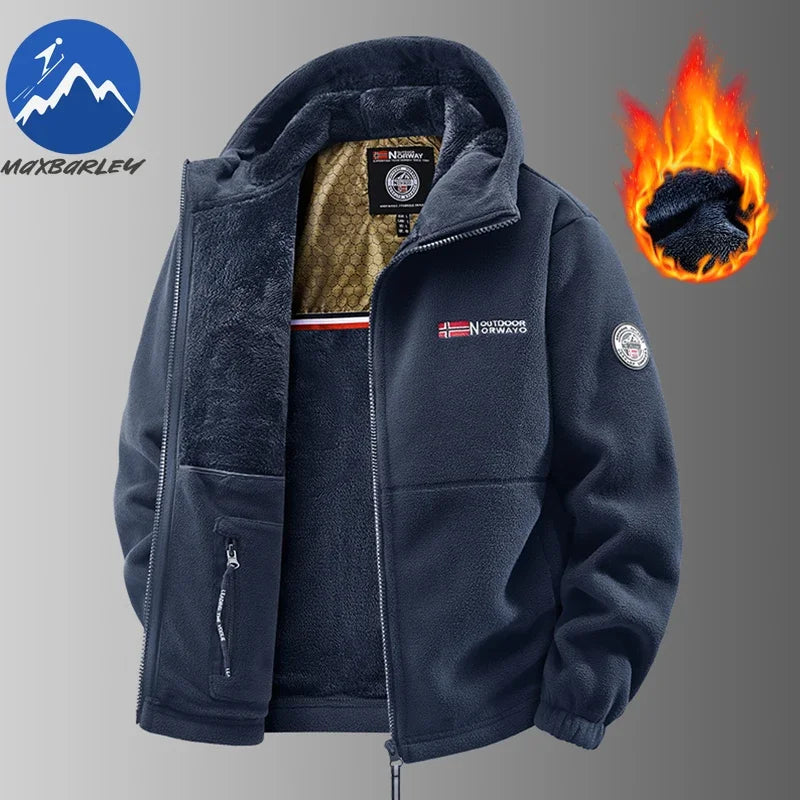 Heißer Verkauf Herren Herbst und Winter mit Kapuze norwegische Fleecejacke, Fleecejacke, Outdoor-Paar plus dicke Fleece-warme Jacke