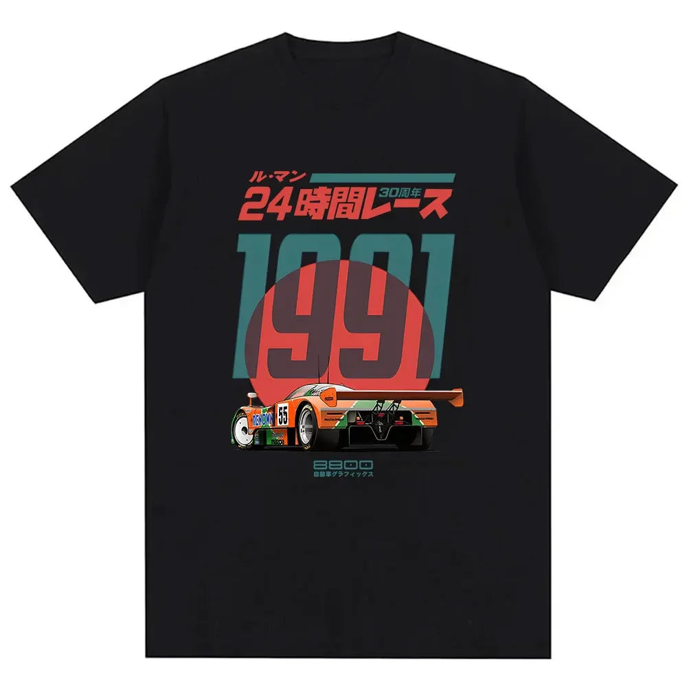 Japanisches 787B Jubiläum 30. Le Mans Retro Lustige Kunst Zeichnung Gamer Anime Kult Meme Film Musik Geschenk Baumwolle T-Shirt Lustiges T-Shirt