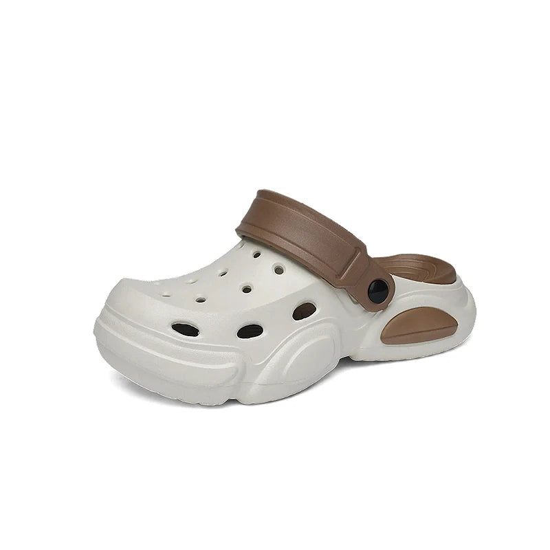 Sommer-Herren-Sandalen mit dicken Sohlen, rutschfest, atmungsaktiv, Zehenkappen-Sandalen, lässige Strand-Hausschuhe