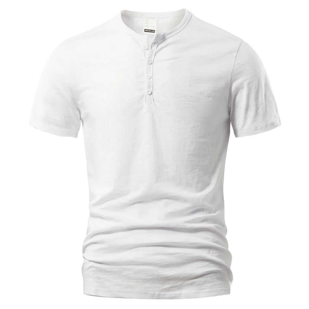 T Shirt Männer Casual Hohe Qualität Sommer Kurzarm Henry neck Herren T Shirts Mode Grundlegende T-shirt Männlich