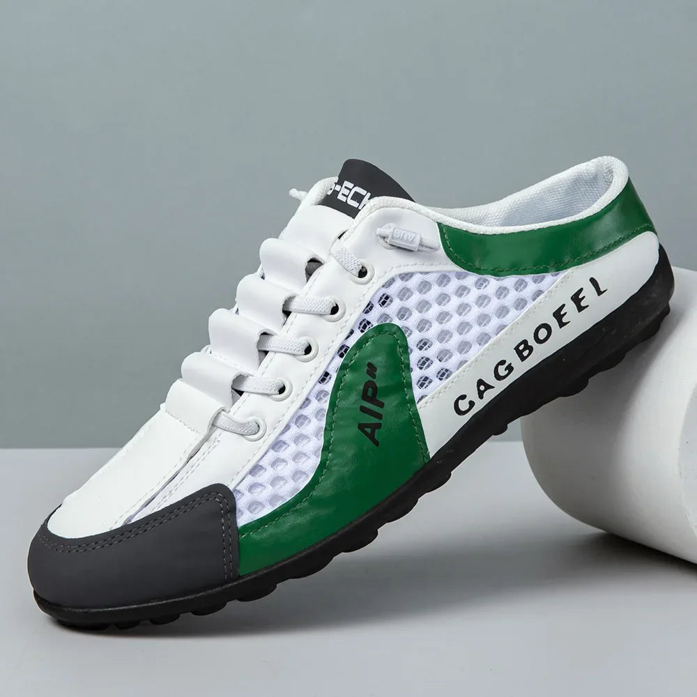 Herren Sommer Neue Atmungsaktive Offene Zehenpartie Slipper Lässige Halbschuhe für Draußen mit EVA-Einlegesohle und Mesh-Futter im Farbblock-Design