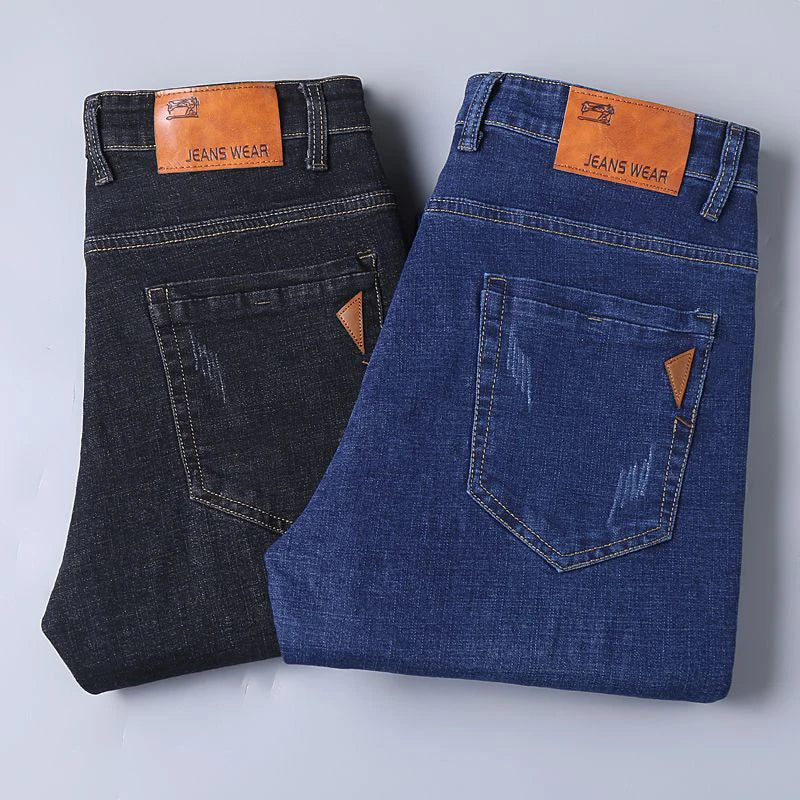 Frühling Herren Leichter Luxus Stretch Slim Fit Denim-Hose Komfortable Weiche Business-Mode Gerade Casual Jeans Herbst Markenkleidung