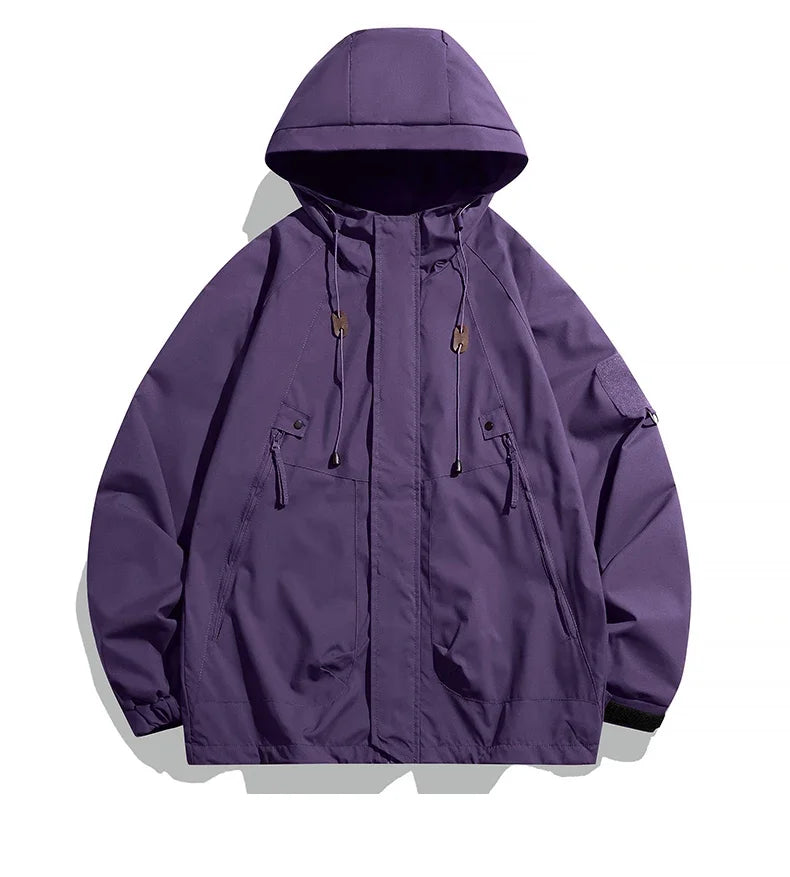 Windjacken Männer Kapuzenjacke Reißverschluss Mantel Fracht Wasserdicht Schwarz Bomber Camping Lose Dünne Softshell Mit Kapuze Wanderjacke