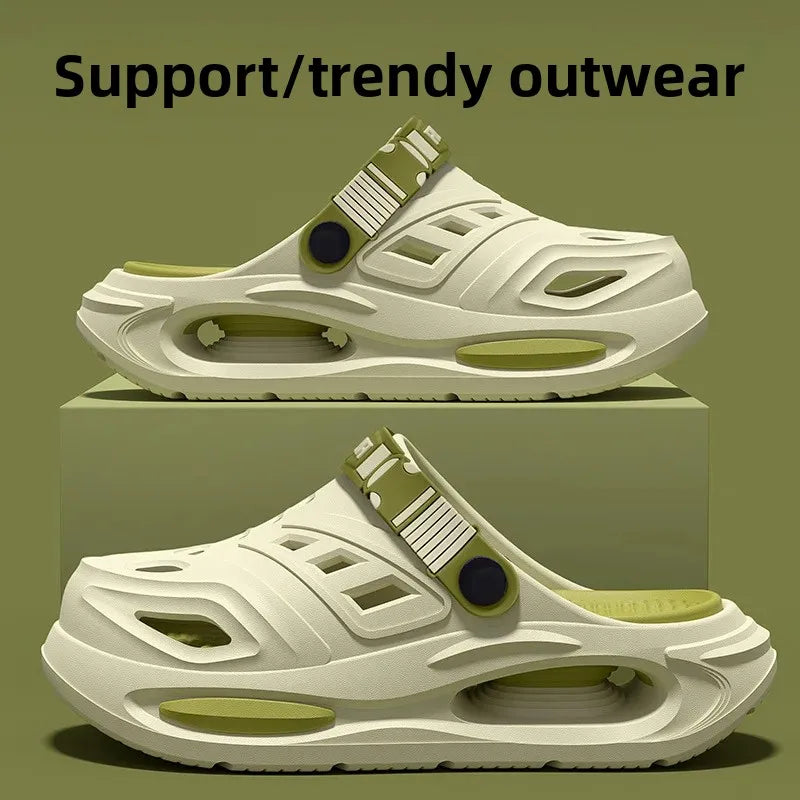 Herren-Wandersandalen, dicker Boden, rutschfeste Kopf-Clog-Schuhe, weicher Boden, Strandschuhe, bequeme Outdoor-Hausschuhe