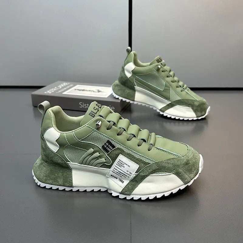 Männer Turnschuhe Plattform Casual Schuhe Trend Leder Runde Kappe Laufschuhe Im Freien Nicht-slip Schuhe Slip auf Atmungsaktive Männer schuhe
