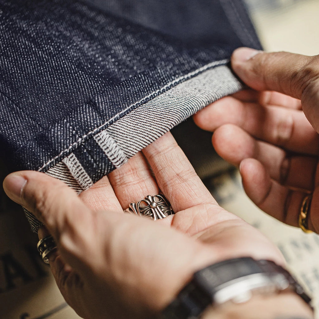 Maden Vintage 12oz One-Washed Denim Jeans für Herren, gerade Hose mit weitem Bein, lockere Passform, Freizeithose mit Reißverschluss für Herbst und Winter