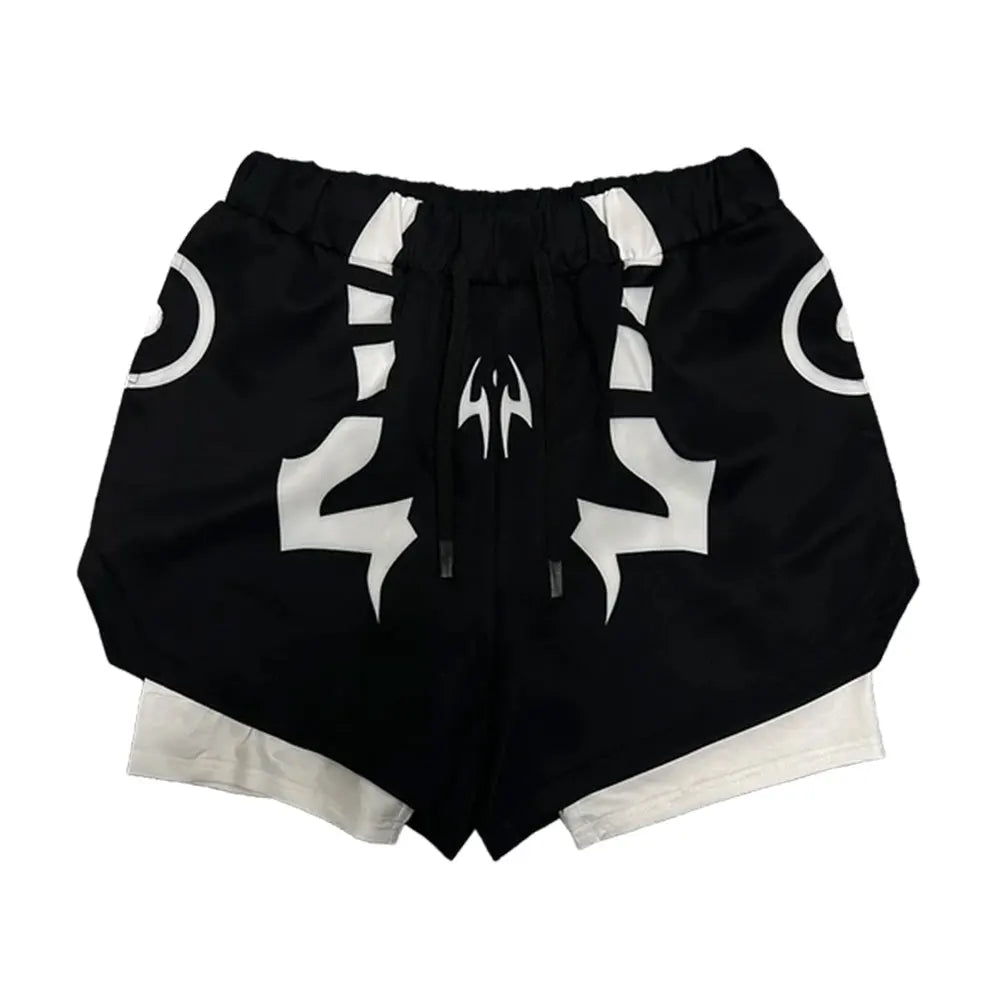 Anime Jujutsu Kaisen Kompressionsset Fitnessanzug für Herren, schnell trocknendes 3D-Kompressionsshirt + Fitnessstudio-Shorts, Lauf-Workout-Sportbekleidung