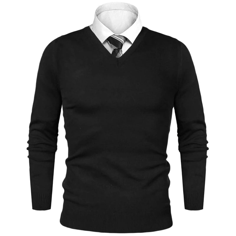 Animal Game Herren-Business-Pullover, lässiger Pullover mit V-Ausschnitt, kalte Bluse, leichter Wollstrick für den Außenbereich, luxuriöser Herrenpullover