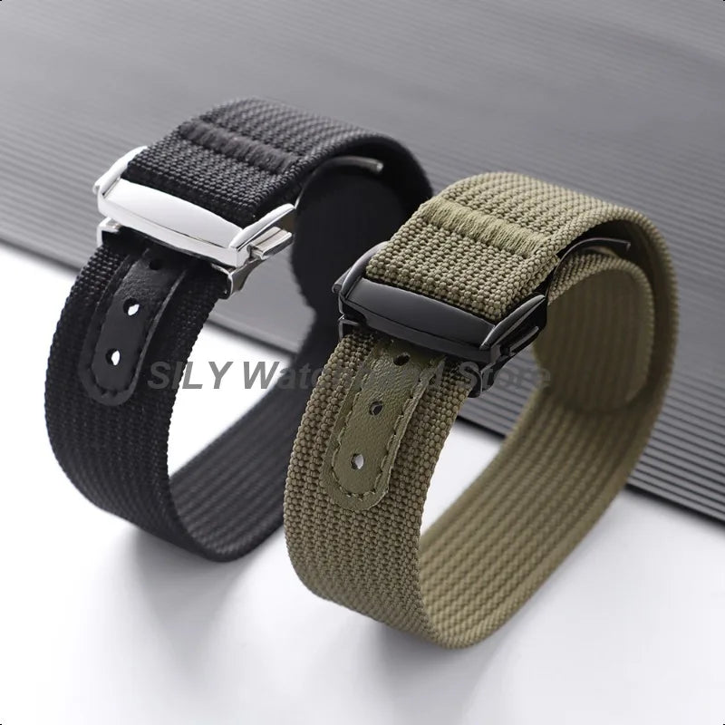 Nylon-Canvas-Armbänder für Tudor für Rolex 20 mm Faltschließe, gerippte Nylon-Armbänder, universeller Sport-Armbandgürtel für Herren und Damen