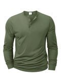 Langärmliges Herren-T-Shirt mit Henley-Ausschnitt, schmale Passform, T-Shirt mit lässigem Knopf, bequemes Fitness-T-Shirt, gemütliches Oberteil