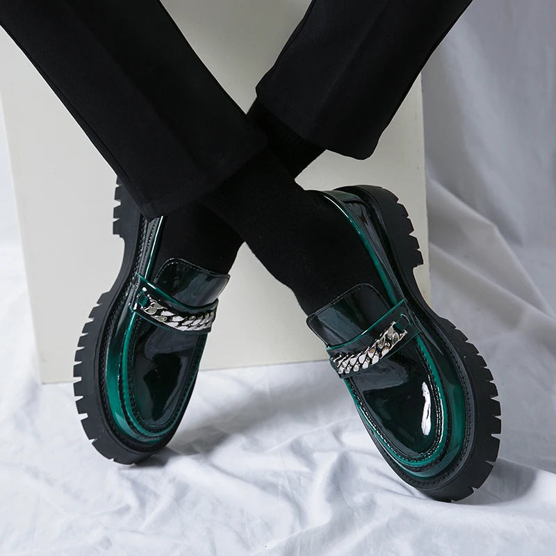 Echt leders chuh für Männer erhöhen atmungsaktive Freizeit lederschuhe Trend grün britische Big Head Schuhe Männer lässige Lederschuhe
