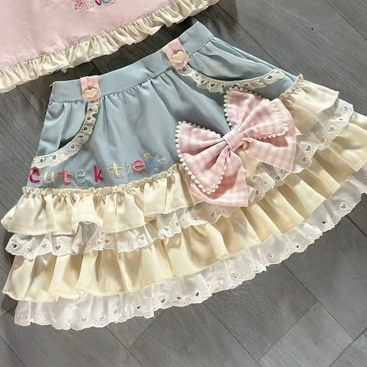 Japanische Kawaii Crop Tops Cartoon Print Harajuku Lolita Kurzarm T-shirts Frauen Y2k Ästhetische Dünne T Vintage Fee Grunge