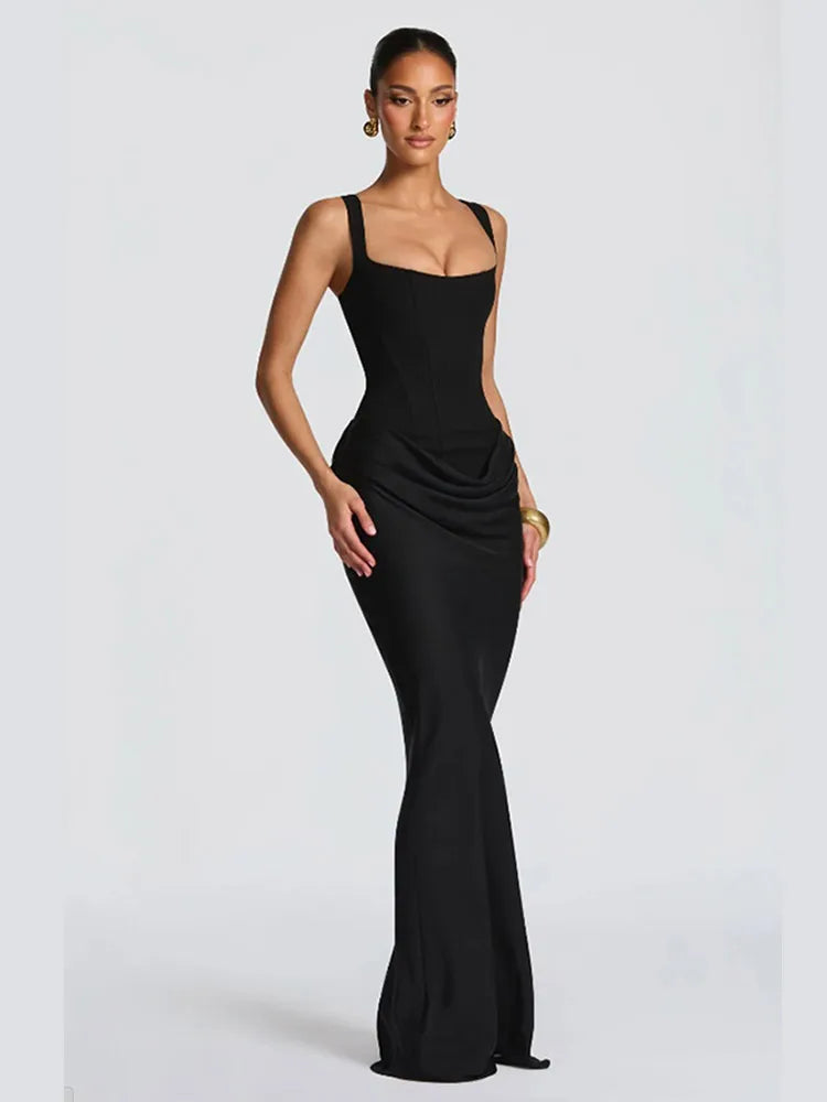 Elegantes Gelbes Trägerloses Plissiertes Kleid für Damen, Schickes Ärmelloses Tailliertes Maxikleid mit Schlitz, 2026 Damen-Abendkleider für Partys