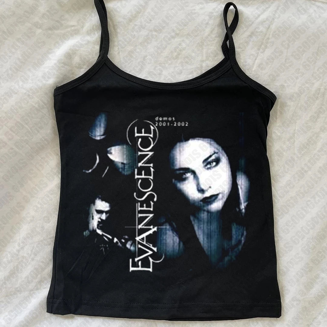 Punk Graphics Camisole Tops Grunge Crop Tops Vintage Gothic Damen Korsett Tank Tops Baby Tees Emo Girls 2000er Y2k Style Kleidung
