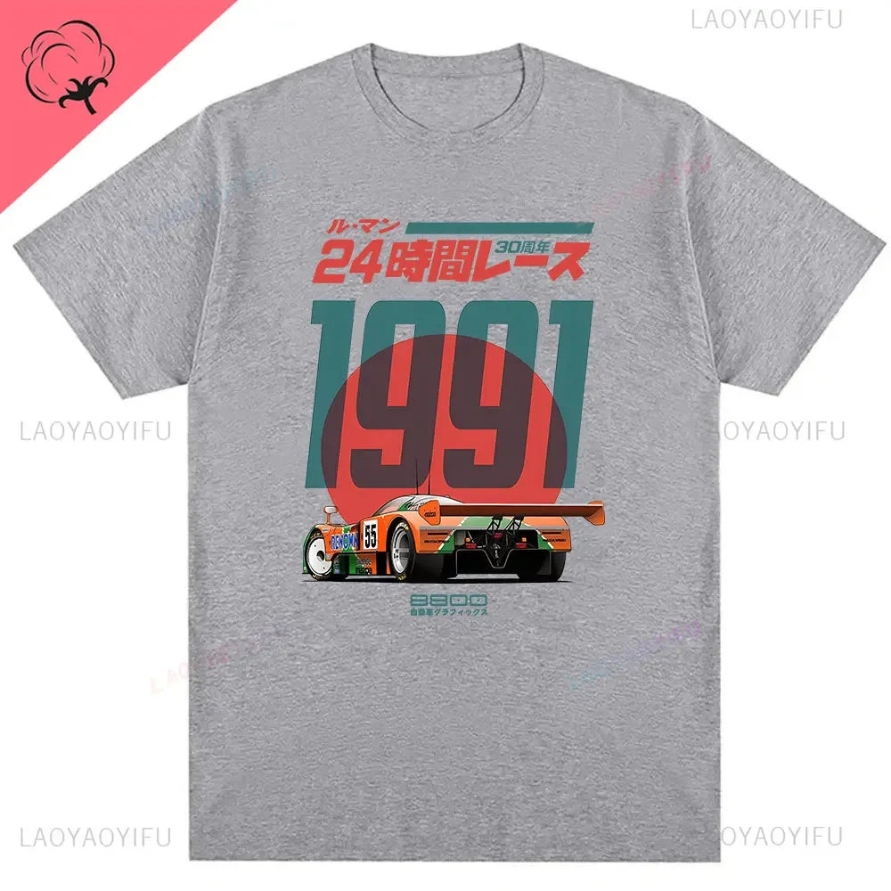 Japanisches 787B Jubiläum 30. Le Mans Retro Lustige Kunst Zeichnung Gamer Anime Kult Meme Film Musik Geschenk Baumwolle T-Shirt Lustiges T-Shirt