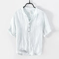 Sommer neue Vintage reine Leinen Kurzarm T-Shirt für Männer dünne einfarbige schlanke Männer Kleidung große Größe bl888