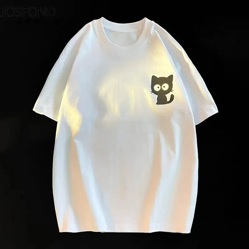 Weibliche Casual Druck Oansatz Kurzarm T-Shirt 2025, Neue Sommer Trend Alle-spiel Lose Cartoon Pullover Top T Frauen kleidung