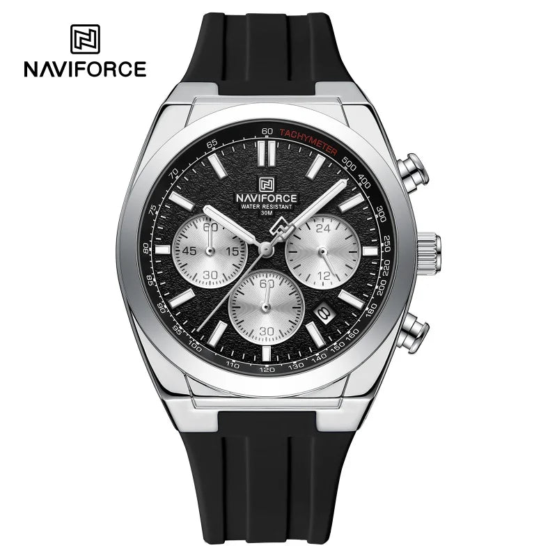 NAVIFORCE Herrenuhren, multifunktionaler Chronograph, Silikonarmband, leuchtende Zeiger, 3ATM wasserdicht, hochwertiges Original für Herren