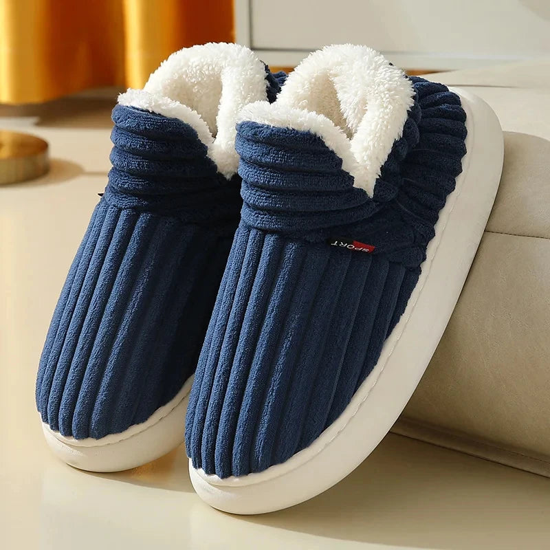 KIDMI Winter Herren Hausschuhe Warme Frauen Hausschuhe Im Freien Rutschfeste Männer Baumwolle Stiefel Flauschige Fuzzy Männer Schuhe Casual Pelzigen Hausschuhe