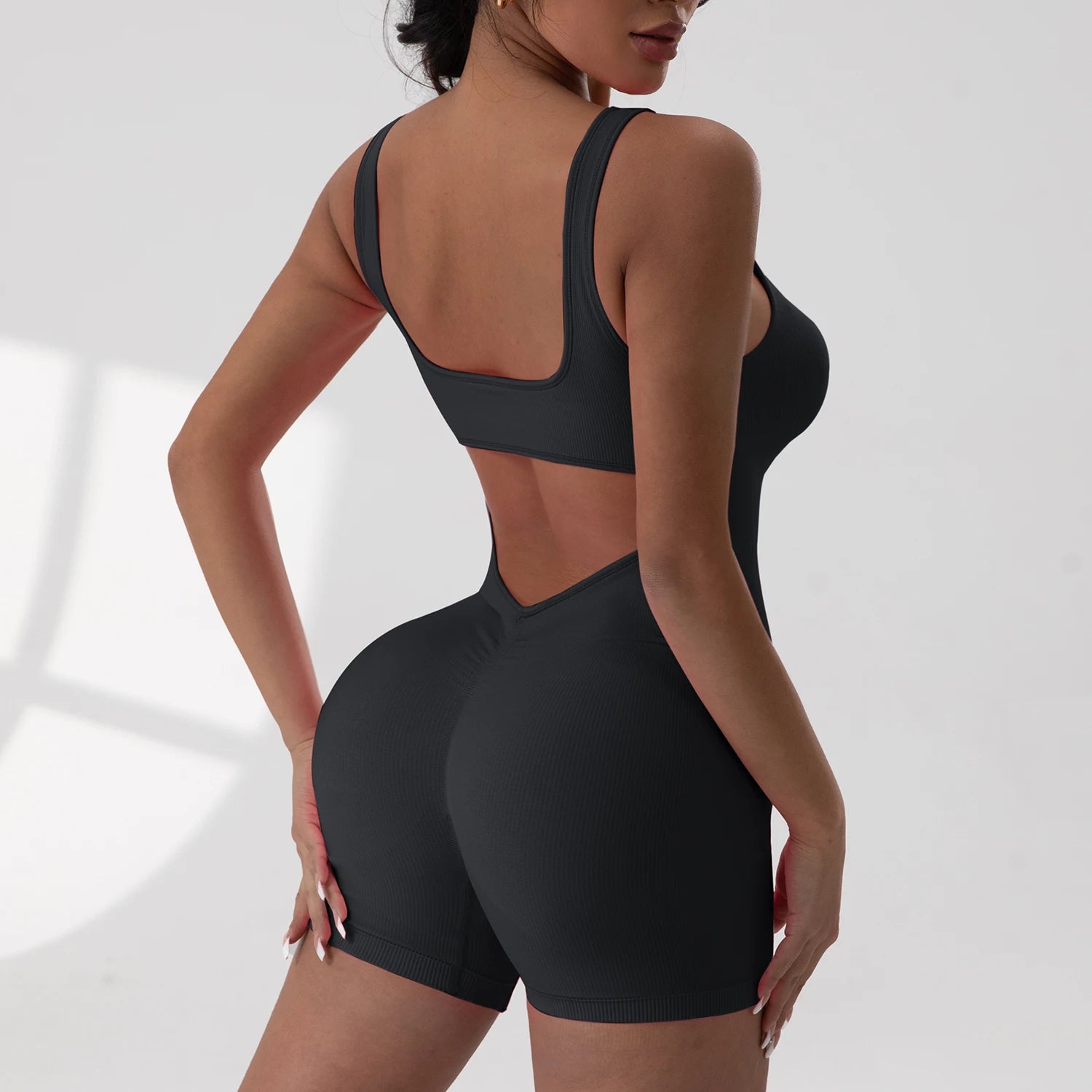 V-förmiger freiliegender Taille für Damen, Sommer-Overalls, Fitness, Alltagskleidung, lässige Yoga-Workout-Overalls