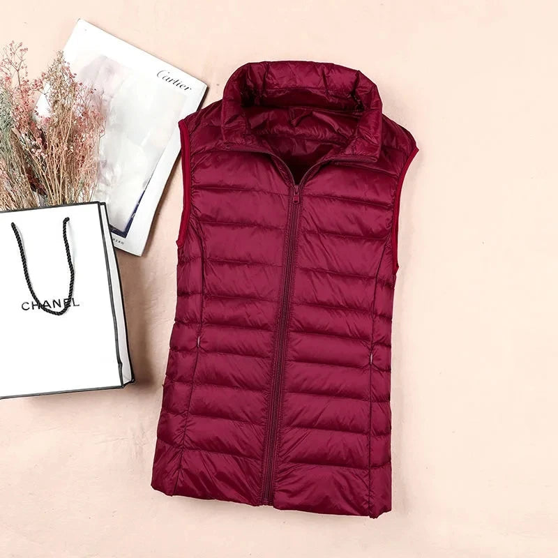 Weiße Ente Unten Jacke Frauen Weste Herbst Winter Ärmellose Weste Warme Leichte Puffer Jacke Weibliche Tops Outwear 8XL