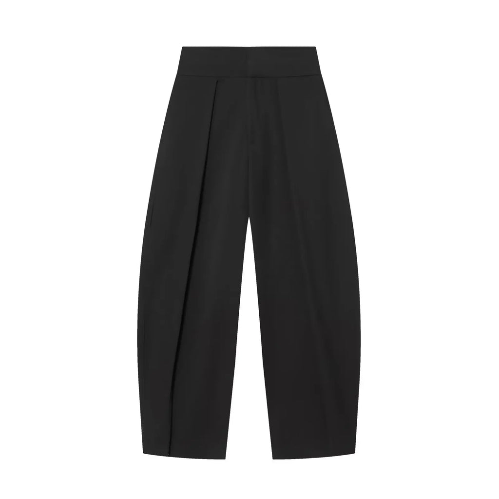 HH Damen Elegante Vintage Plissierte Ballonhose mit Reißverschluss High-Street-Stil Lose Taschen 3-Farben Frühlingshose Mujer
